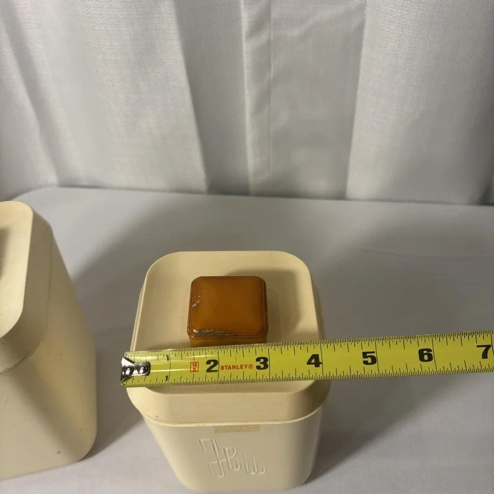 VTG 50's Lustro Ware Cream Plastic Kitchen Canister Set of 2 Tea Coffee Bakelite
